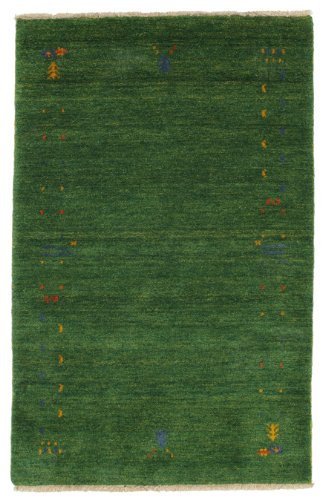 RugVista, Gabbeh Loom Frame, Teppich, Mittelflor, 100 x 160 cm, Rechteckiger, Gabbeh, Wolle, Flur, Schlafzimmer, Küche, Wohnzimmer, Grün, Schwarz