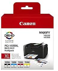 Canon PGI-1500 XL C M Y BK Pack de 4 Cartouches Capacité XL (Noir XL Cyan XL Magenta XL Jaune XL) Certifié (Plastique Obsolète 2018)