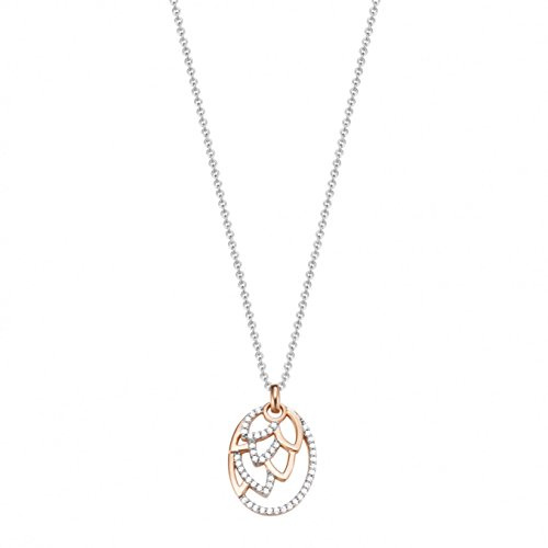 Esprit Damen Halskette 925 Sterling Silber Zirkonia nature glam weiß ESNL93179A