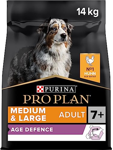 Pro Plan Medium & Large Adult Age Defence 7+, Hundefutter trocken, reich an Huhn, 1er Pack (1 x 14 kg)