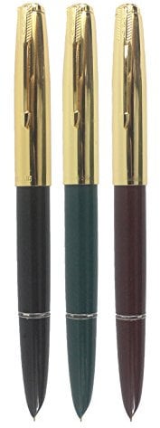 SIPLIV 3PCS Classic Fountain Pen Hero 616, in 3 Colors, Gold Trim