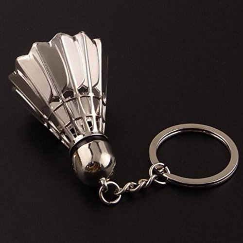 UOOOM, Schlüsselring mit Federball- und Schläger-Anhänger, Metall, Badminton A