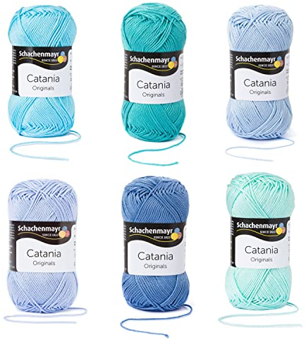 Schachenmayr Catania, Set Baby blau Mix Handstrickgarne