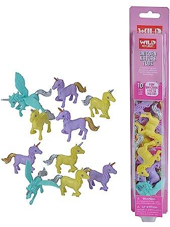 Wild Republic 23535 Einhörner Spielfiguren-Set, Nature Tube, 10-teilig, Multi, Einhorn