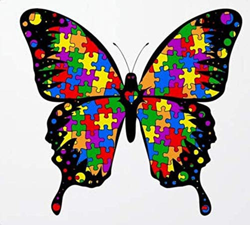 2pcs Autism Awareness Butterfly Sticker Decal for Laptop, Car, Window, Door, Shop (A)