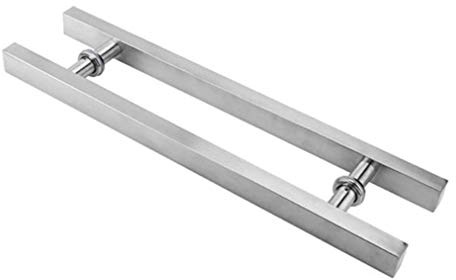 Maniglie per Porte in Vetro Retrò,Maniglia Doppia Barra laterale in Acciaio Inossidabile Spazzolato,Maniglioni Quadrata per Porta,per Hotel Home Club Office Store Barn(SilverHole center 300mm)