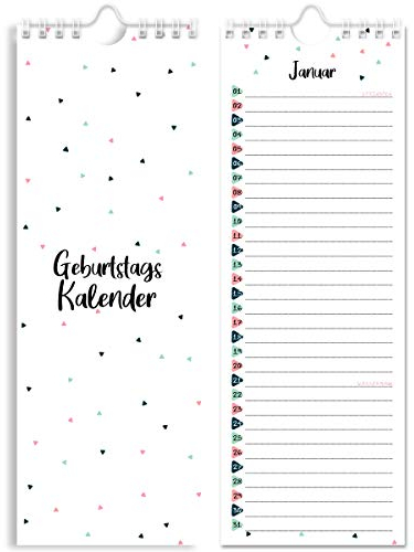 Friendly Fox Geburtstagskalender Jahresunabhängig, Ewiger Kalender für Geburtstage, Geburtstagskalender Immerwährend, Kalender ohne Jahr, DIN A4 schmal