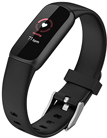 FunBand kompatibel mit Fitbit Luxe Armband, Silikon Ersatzband Watch Armband Verstellbares Weiches Replacement Uhrenarmband Armbänder für Fitbit Luxe Smart Watch (1 Pack,Schwarz)