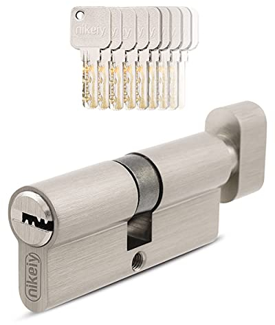 GERCAR Pro Gleichschließend 1 Knaufzylinder 35/35 Set 1x Schließzylinder mit Knauf inkl. 5 Schlüssel - 70 mm Türschloss Zylinderschloss 1er Zylinder - Länge: 70mm, A:35 B:35 - Messing matt massiv