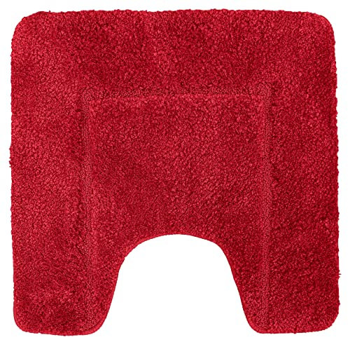 Velosso Super Soft Microfibre High Density Bath Mat Pedestal Mat Anti Slip Super Absorbent (50 x 50 cm Pedestal Mat, Red)