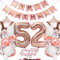 Feelairy Geburtstagsdeko 52 Jahre Frauen, Rosegold Luftballon 52. Geburtstag Deko Frau, Tortendeko Happy 52th Birthday Deko 52 Jahre Frauen, Ballon 52. Geburtstag Frau Party Dekoration Set