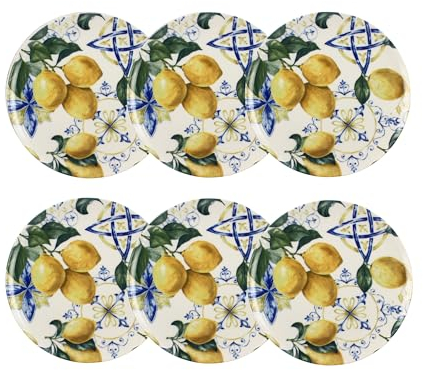 NOVASTYL - Lot 6 assiettes plates lemon grove 26cm en porcelaine - 2614440