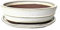 Macetas de cerámica esmaltada para bonsái con bandejas de goteo a juego (crema, 26 cm)
