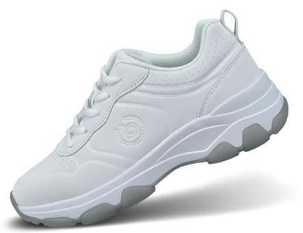 bugatti Damen Weiße Chunky-Sneaker mit Logo-Prägung, perforiertem Design und Leichter Flexibilität, weiß, 40 EU