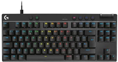 Logitech G PRO X TKL RAPID Tenkeyless Wired Gaming Keyboard With Magnetic Analog Switches, Rapid Trigger Mode, Adjustable Actuation, and Customisable RGB Lighting, QWERTY UK English Layout - Black