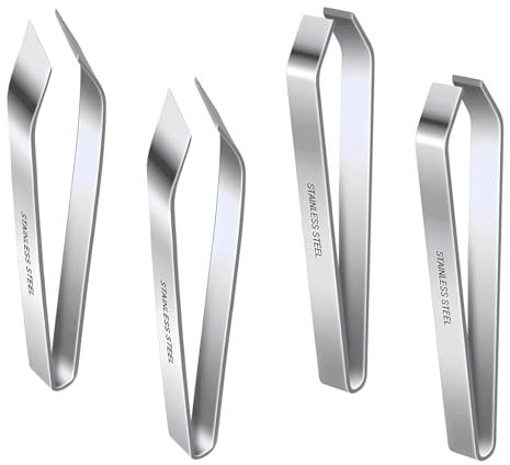 4 Pièces Pinces Arêtes de Poisson, Pince Cuisine, Pince à Arêtes, Pince à Desareter Poisson, Pince Epiler Poisson, Pince Poisson Inoxydable Plat et Incliné, 12cm