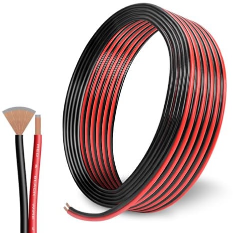 Cable eléctrico de calibre 12 de 50 pies, cable CCA 2 conductores, cable rojo y negro, tiras de iluminación LED, cable de extensión de alambre flexible, cable de extensión de alambre de cobre de