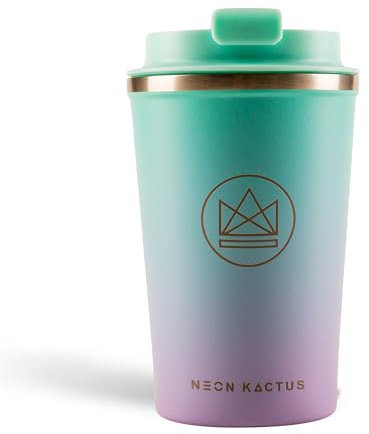 Neon Kactus Insulated Reusable Coffee Cup/Travel Mug (Purple/Green)