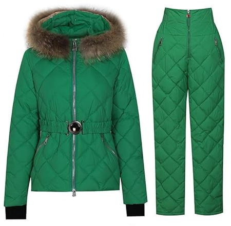 Combinaison de Ski 2 pièces pour Femme - Combinaison de Neige pour Femme - Imperméable - Veste de Snowboard - Fluffy - Épaisse - Manteau en Duvet - pour Le Ski Veste Vêtements de Ski Pas Cher