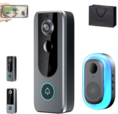 GuardianBell Pro – Smart WiFi Doorbell & Security Cam in One, Live Motion Alerts, View and Two-Way Audio, Auto Snapshots and Local Recordings, Night Vision (Type A)