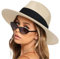 KUMSODE Femme Homme Chapeau de Paille Panama Chapeau Été Large Bord Chapeau de Soleil Anti-UV pour Plage Voyage Chapeau de Soleil