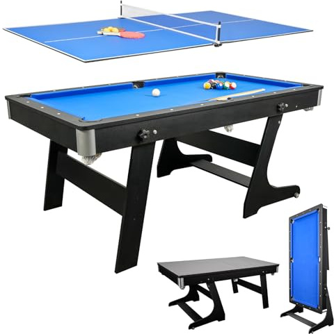 Kegoupdys Mesa de billar plegable 3 en 1, mesa de billar, mesa de billar de 6 pies, mesa de juego multifuncional para niños, adultos, mesa de ping pong, mesa de escritorio, mesa de billar con
