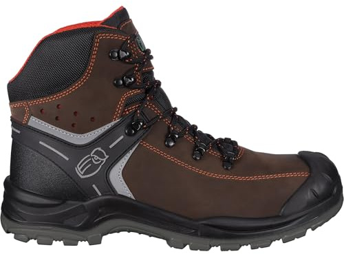 Leibwächter S3 Sicherheitsschuhe Stiefel Gr. 41 – Arbeitsschuhe mit Fiberglaskappe, durchtrittsicherer Zwischensohle, PU-Überkappe, atmungsaktivem Futter, Lederoptik Steinmuster