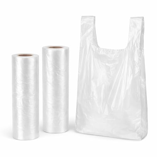 JILLICK Lot de 200 mini sacs poubelle de taille moyenne, 2 rouleaux de 100 sacs, doublures en polyéthylène de qualité alimentaire pour poubelles de comptoir de 2 à 3 L, bureau, salle de bain