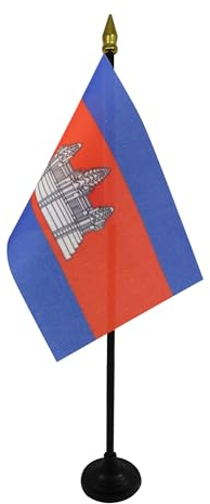 AZ FLAG - Tischflagge Kambodscha - 15x10 cm Goldene Splitze - Kambodschanische Tischfahne 10 x 15 Cm - Flaggen