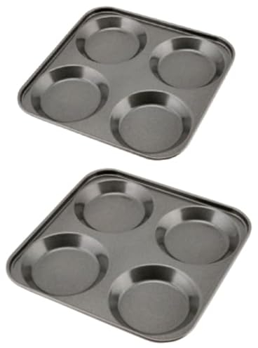 2 x 4 Cup Carbon Steel Non Stick Shallow Yorkshire Pudding Baking Tray 23 x 2cm