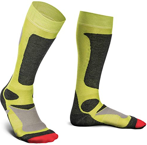 Piarini 2 Paar Unisex Skisocken Skistrumpf Herren Damen Wintersport Snowboard atmungsaktive Knie-Strümpfe Grün Gr.35-38