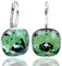 NOBEL SCHMUCK Ohrringe Silber Grün Markenkristallen 925 Sterling Silber Erinite