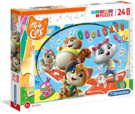 Clementoni 28512 Maxi 44 Cats – Puzzle 24 Teile ab 3 Jahren, farbenfrohes Kinderpuzzle mit extra großen Puzzleteilen, Geschicklichkeitsspiel für Kinder, Mehrfarbig