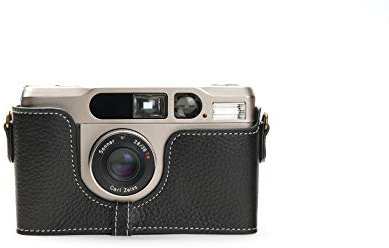 Handarbeit aus echtem echtem Leder halb Kamera Tasche Abdeckung für Contax T2 schwarz Farbe