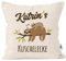 MoonWorks® Kissen-Bezug eigener Name Mama´s/Papa´s/Oma´s/Opas´s/Kuschelecke Faultier personalisierbare personalisierbar Natur Unisize