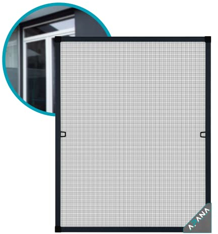 APANA Fliegengitter Fenster 100x120 cm anthrazit - Alurahmen & robustes Fiberglasgewebe – Insektenschutz ohne Bohren mit Bürstendichtung – montagefertig – Fliegennetz