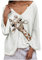 Xniral Damen Langarmshirt Giraffe Drucken Lange Ärmel V-Ausschnitt Freizeit Bluse Große Größe Lose T-Shirt Shirt(Weiß,4XL)