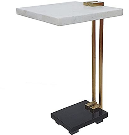 A and B Home AB-45172 Beistelltisch, rechteckig, Marmor/Eisen, 31,8 cm, Schwarz/Weiß
