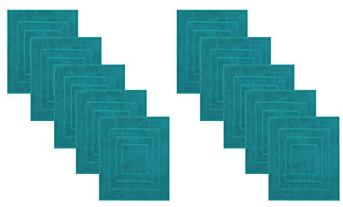 Betz 10 Stück Badvorleger Palermo 100% Baumwolle Badematte Badteppich Duschvorlage Größe 60x60 cm Qualität 680g/m² Farbe Petrol