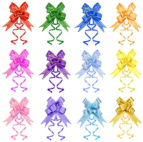 SUpoetry Geschenkschleife, 120 Stück Dekoschleife, Valentinstag Beichte Dekoration, Chinesische Neujahrsdekoration, Zum Dekorieren von Geschenken (12 Farben)