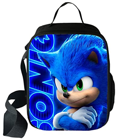 Bonamana Sonic Lunch Bag 3D Printed Anime Digital Pattern Shoulder Bag Insulated Food Container Thermal Lunch Tote Bags Leak-Proof Cooler Bag