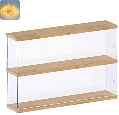 Nynelly 2-lagige transparente Acryl-Vitrine mit Tür – Ausstellungsregal für Modelle, Figuren, Funko Pop, Pop Mart, Labubu, Sonny Angel, Smiski – staubdichte Displaybox zusammenbauen (40 x 10 x 27 cm