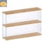 Nynelly 2 Layer Clear Acrylic Display Case with Door - Display Shelf for Models, Figures, Funko Pop, Pop Mart, Labubu, Sonny Angel, Smiski - Assemble Dustproof Display Box (40x10x27 cm, Wood)
