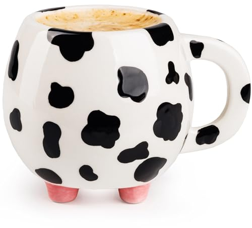 SWEETLO Cow Print Cup - 15oz Cow Mug With Udders - 450ml Cow Print Coffee Mug
