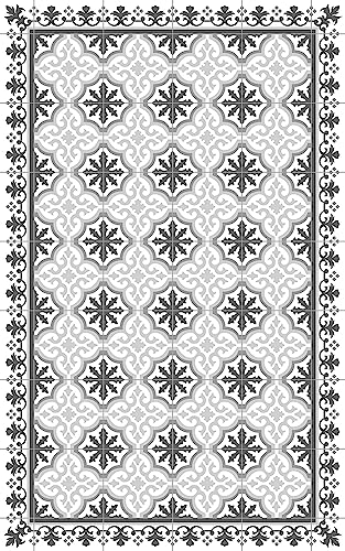 STORESDECO Alfombra de Vinilo Acolchada Mosaico, Alfombra Vinílica Cocina, Habitación, Salón, Dormitorio, Alfombra Antideslizante y Lavable, Alfombra Pasillo Modernista Gris, 45cm x 75cm x 3,5mm
