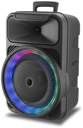 UBOON Altavoz Portátil Bluetooth 12 Negro: Sonido Potente y Luces RGB para Tus Momentos Especiales