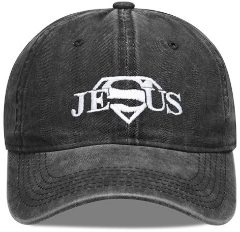 Baseballkappe mit christlichem Jesus-Kreuz, verstellbar, gewaschen, Sport, Outdoor, Glaube, Hoffnung, Snapback, Schwarz, Einheitsgröße