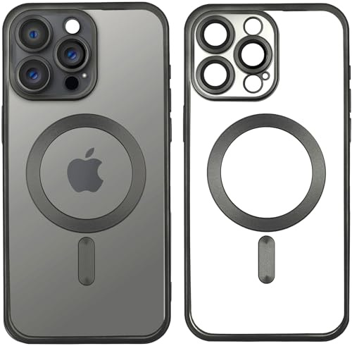 Wörleonline für iPhone 15 Pro Max Hülle, Titan-Farbton, integrierter Kameraschutz, MagSafe kompatible Handyhülle, Titan Schwarz