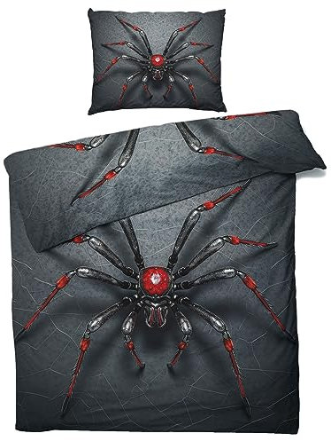 Sommer Bettwäsche 135x200 Spinne - Spinnennetz Bettbezug 135 x 200 2er Set, Weiche & Angenehme Mikrofaser Bettbezüge & Kissenbezug 80x80, Bettwäsche-Sets mit Reißverschluss J*-2