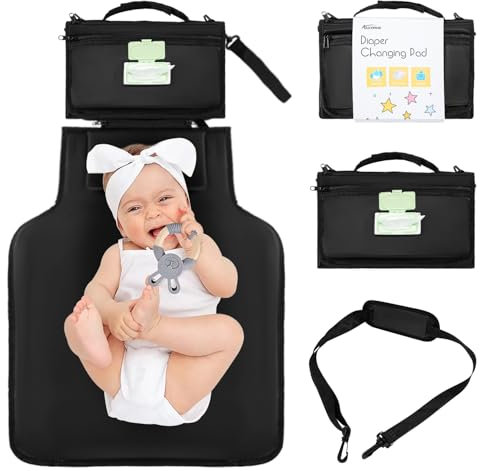 ALLONWAY Tragbare Wickelunterlage, Baby Wickelunterlagen für Unterwegs, Faltbare Wickelunterlage, Baby Wickelunterlage, Wickelunterlage für unterwegs Babys Wickeln auf Reisen Wickeltisch Neues Schwarz
